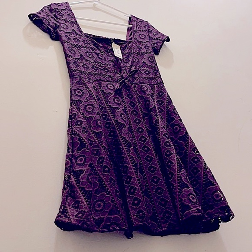 Lace up Corset style Square neckline Skater Dress (Slip & Lining • Lace)